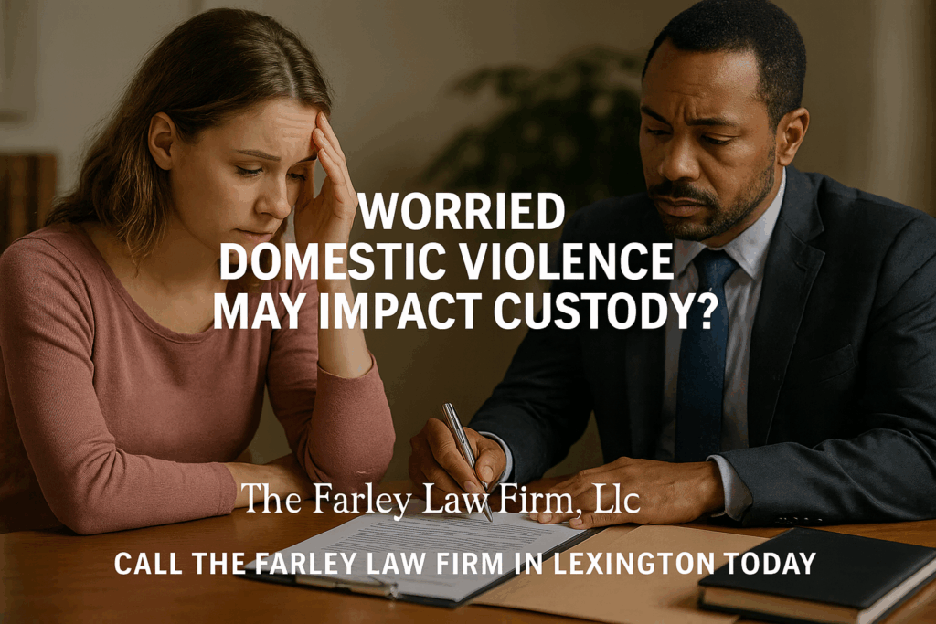 Accused of domestic violence and worried about custody? Protect your rights and your child — call The Farley Law Firm in Lexington today.