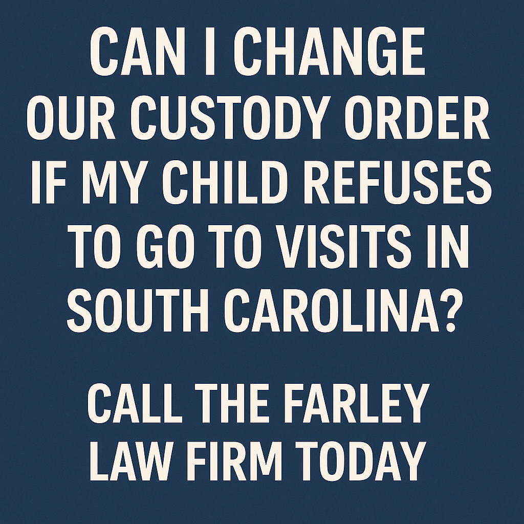When a child refuses court-ordered visitation, South Carolina parents may feel stuck. Learn when Lexington judges allow custody changes and how to handle refusal safely.